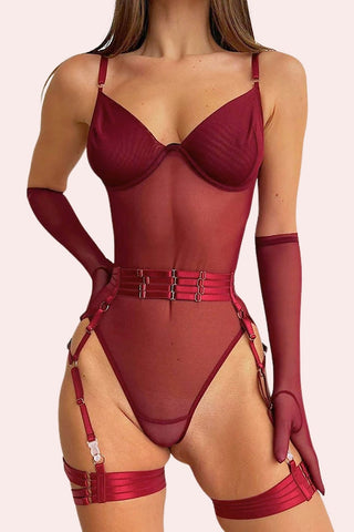 Fierce Bodysuit ceo fix - Bodysuit - Feminine UAE - Sensual Lingerie - S - Burgundy - Bodysuit - -