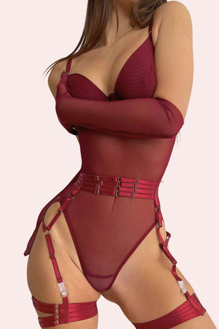 Fierce Bodysuit ceo fix - Bodysuit - Feminine UAE - Sensual Lingerie - S - Burgundy - Bodysuit - -