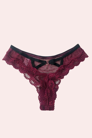 X pattern Panties - Feminine UAE - Sensual Lingerie - Burgundy - S - Buy 6; Get 2 free - Panties -